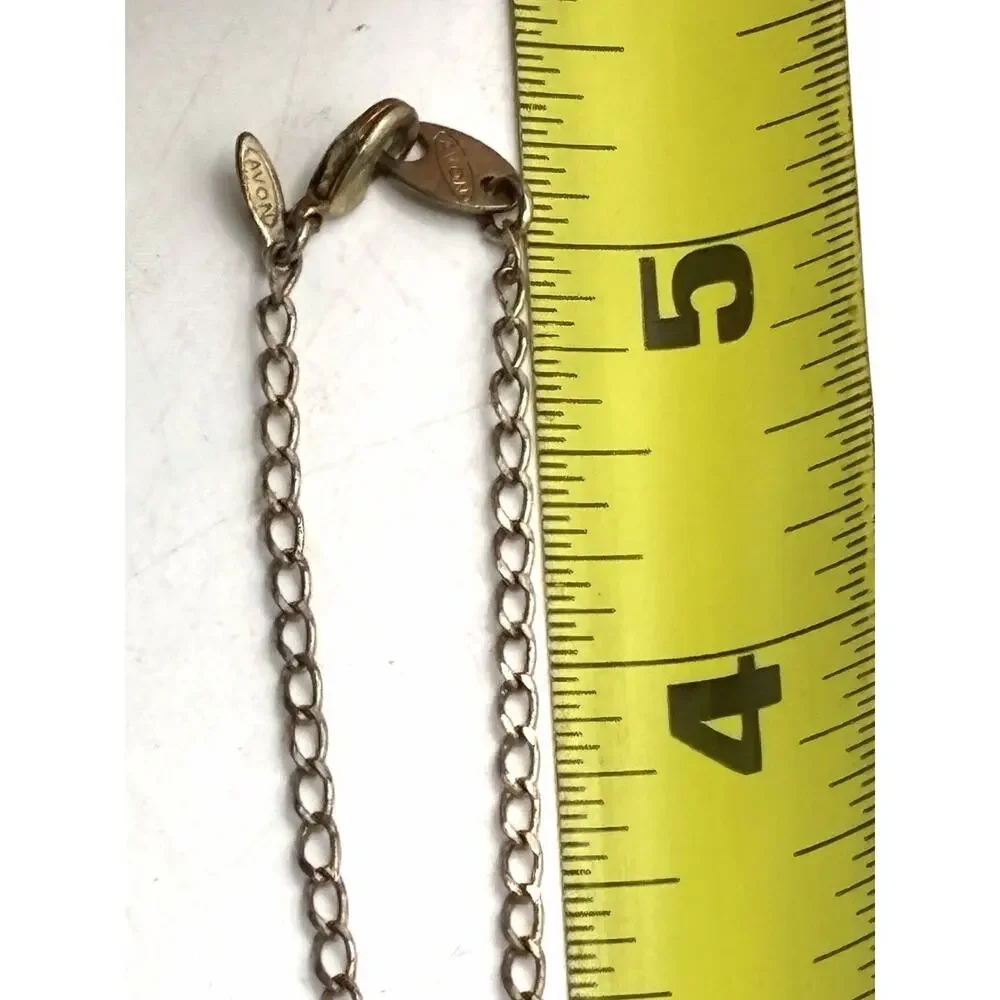 Vintage Avon Sterling Silver Gold Vermeil Open Heart Baguette Necklace